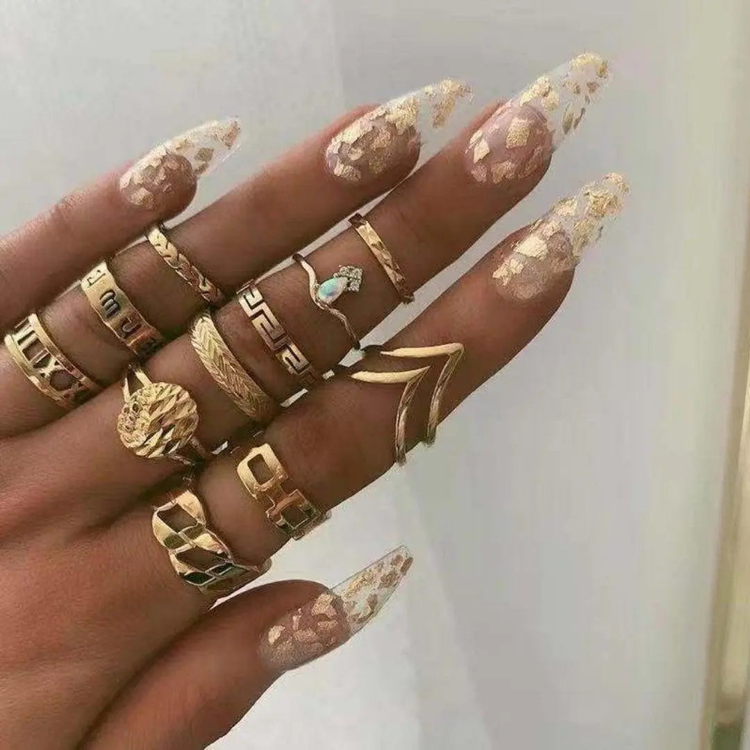 Boho zestaw pierścionków – 8–12 różnych pierścionków