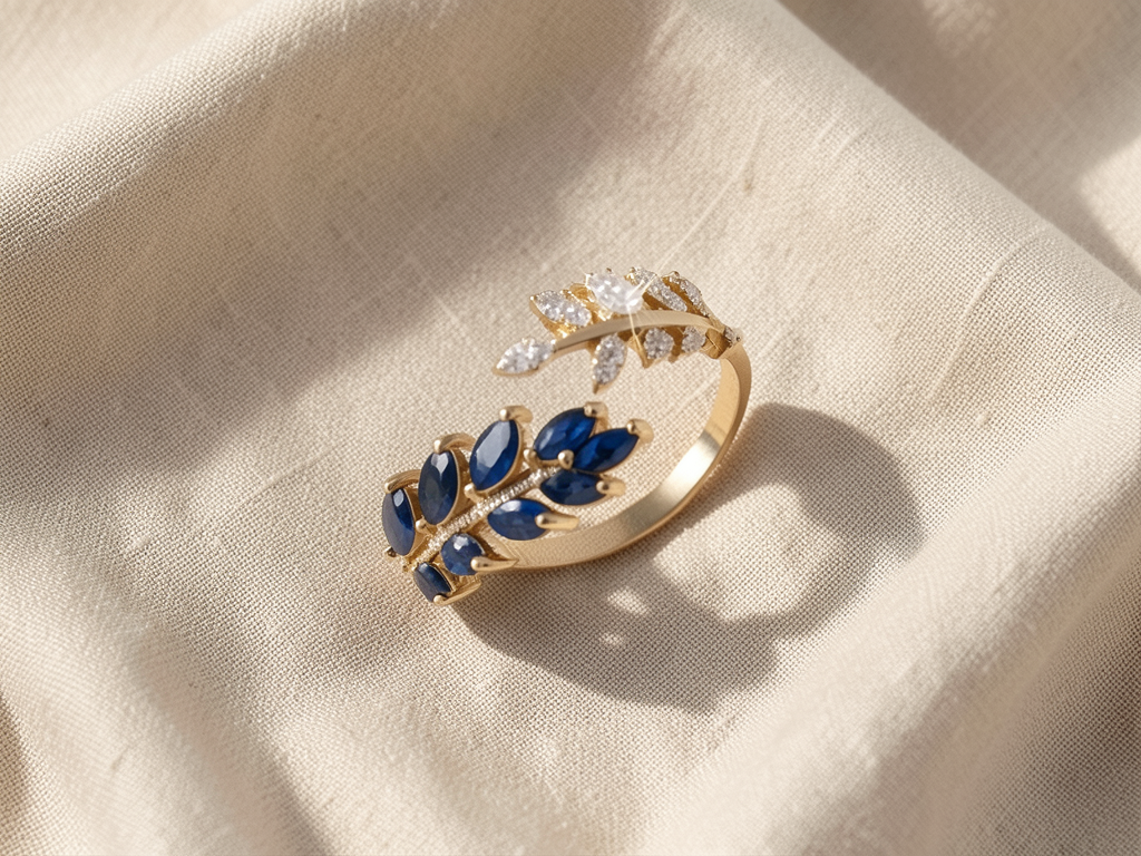 Złoty pierścionek ze szafirem